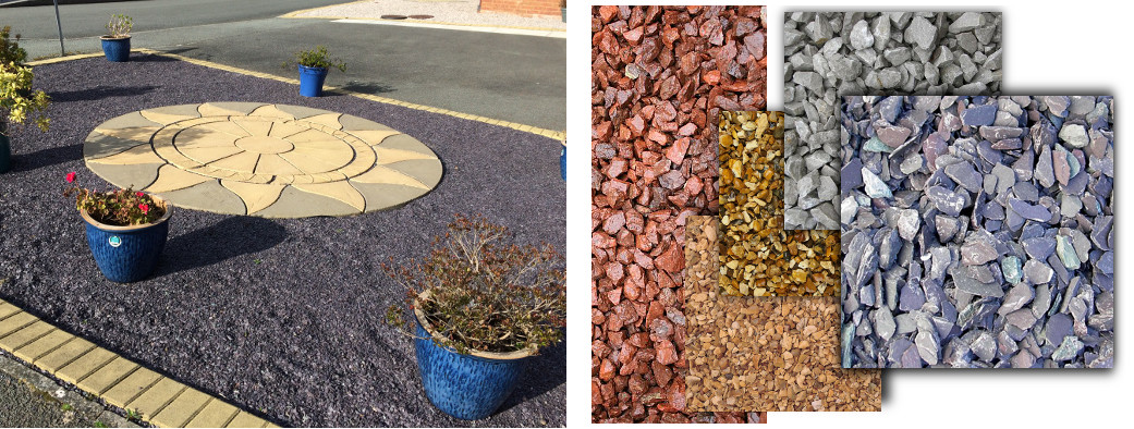 Decorative aggregate for maintenance free garden.